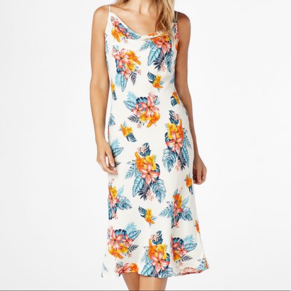 Emory Park Drape Front Tropical floral MIDIdress M - Picture 1 of 6